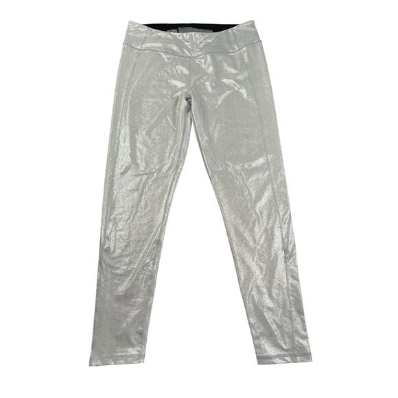 Victorias Secret Sport Leggings Womens Large Silver Sparkle Knockout Gym Yoga - Picture 1 of 9